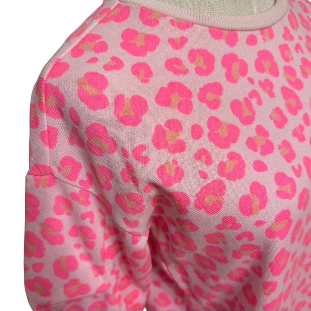 Cabana by Crown & Ivy Pink Leopard Print Sweatshirt Dress Women’s Large NWT - Picture 5 of 10
